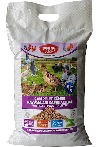 Bonny Nice Organik Kümes Hayvanları Kafes Altlığı 5KG 9 L