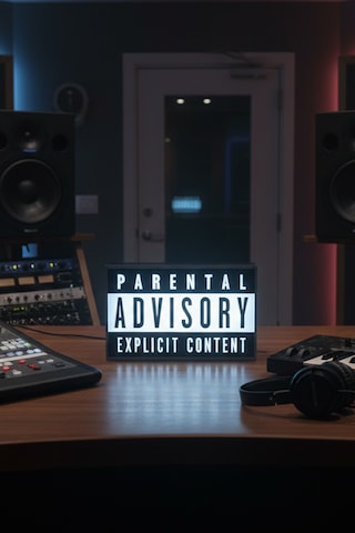 Parental Advisory Explicit Content Tasarımlı Dekoratif Aydınlatma 23x15cm Renkli
