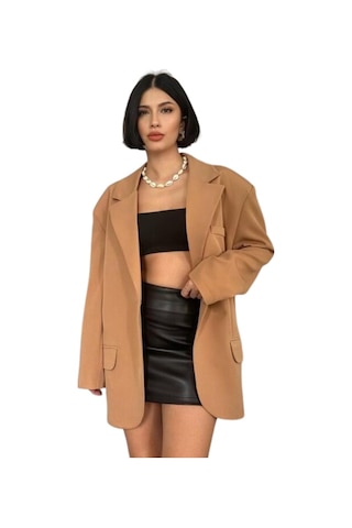 Oversize Ceket - Taba