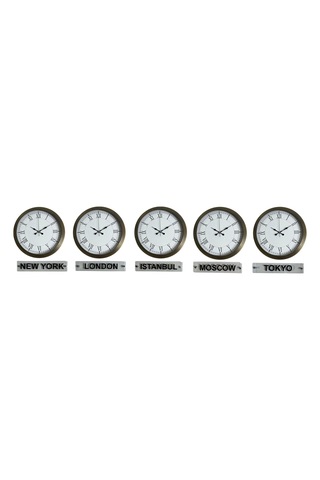 Retro World Time Series 36 Cm Metal Tabelalı Dünya Saati Çok Renkli
