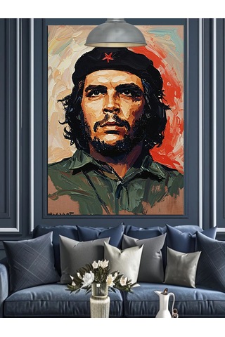 Küba Devrimci Lideri Che Guevara Dekoratif Kanvas - Mdf Ahşap Tablo