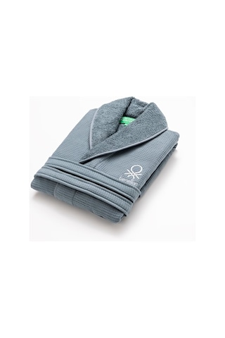 Benetton Home Waffle Bornoz, L/xl, %100 Pamuk, Koyu Mavi Renkte, Neutral Seri