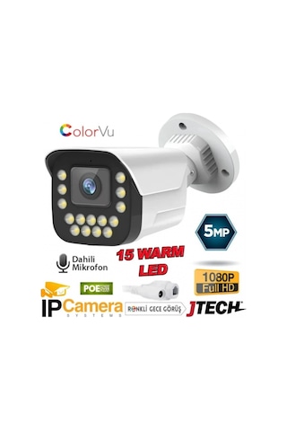 J-tech Jt-9090 5mp Sesli Ip Bullet Kamera Poe 15 Led 3.6mm Gece-gündüz Renkli