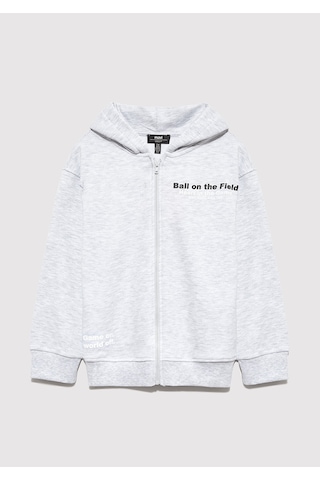 Mavi - Baskılı Kapüşonlu Gri Sweatshirt 6s10182-88467 Gri
