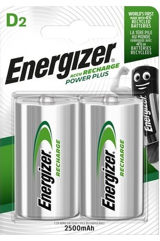 Energizer Power Plus D 2500 mAh D Boy Ni-MH Şarj Edilebilir Pil 2'li
