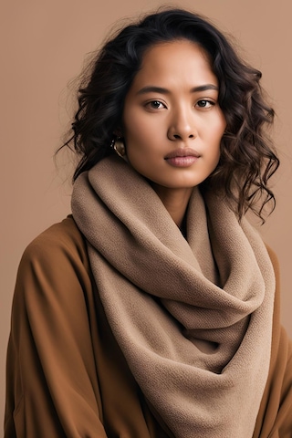 Kadın Polar Atkı Yumuşak Puffy Sıcak Tutan Kalın Kadın Şal Bej