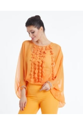Serpil Exclusive İşlemeli Kadın Bluz - Modern Ve Şık Tasarım - Özel Gün Ve Davet İçin Bluz Orange