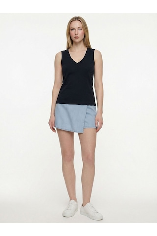 Slim Fit Kadın Bluz K.kol Siyah
