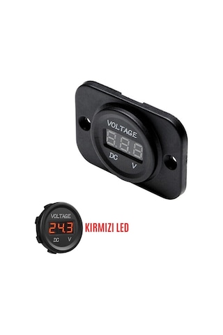 Shuıvan Dijital Voltmetre Akü Voltaj Göstergesi 12v/24v Kırmızı Işık - Çerçeveli-1602