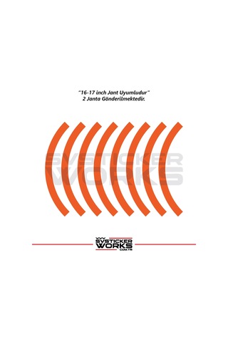 Motosiklet Jant Şeridi Jant Sticker Yarım Kaplama Daire 17-18 İnch Jant Motor Uyumlu Turuncu