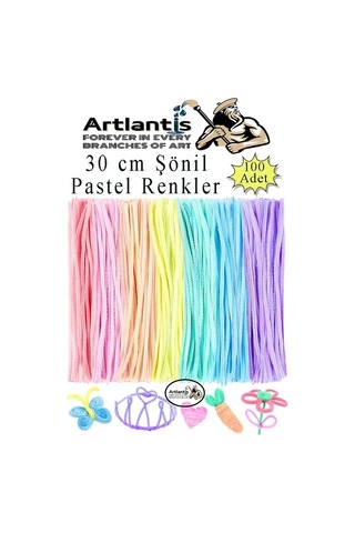 Şönil Pastel Renkler 30 Cm 100 Lü 1 Paket Pastel Renkli Tüylü Tel Peluş Tel 30 Cm Elişi Okul Projeleri Süsleme Genel