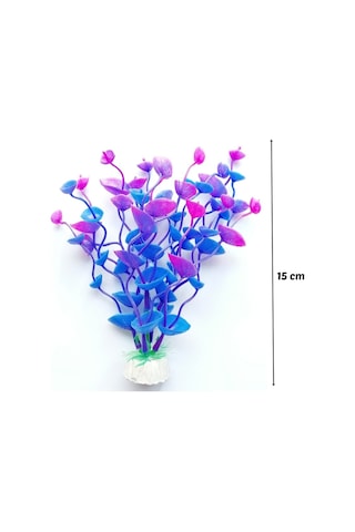 Plastik Süs Yapay Fanus Akvaryum Bitkisi Dekoru 15 Cm - Mavi Mor