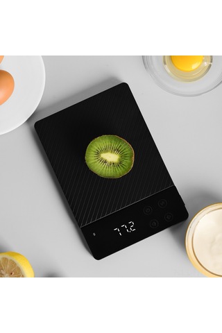 Hangfox Şarj Edilebilir Çok Fonksiyonlu Mutfak Terazisi, 5 Birim Led Ekran, Tarih Kaydı, Taşınabilir 8kg Kapasite Siyah