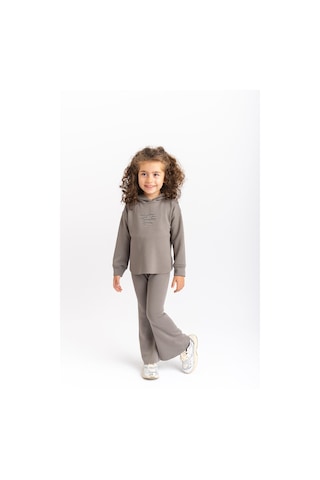 Oliventhekid İspanyol Paça Kapüşonlu Modal Kız Çocuk Takım Gri Gri