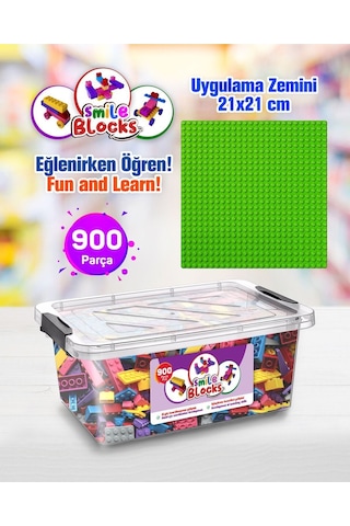 Smile Blocks 900 Parça Plastik Kutulu Mikro Blok Yeşil Uygulama Zeminli
