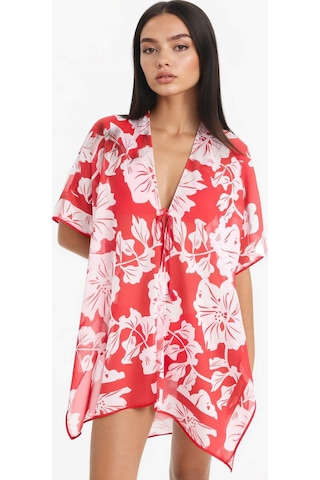 DeFacto Regular Fit Tropikal Desenli Şifon Plaj Kimono-Fall in Love E8221AX25SPRD117