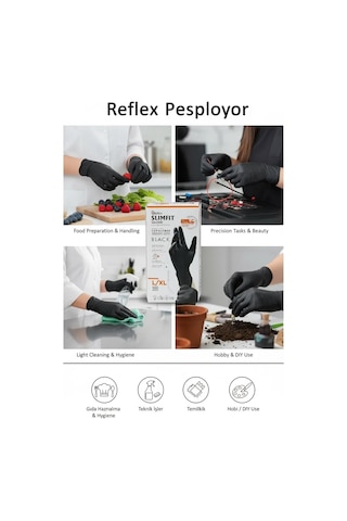 Reflex Slimfit Glove Eldiven Large Siyah 100'lü 1 Paket