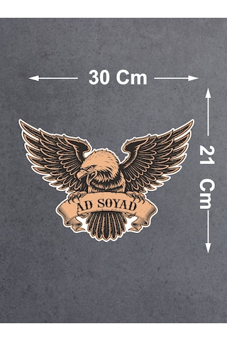 Kişiye Özel Ad Soyad Kartal Sticker - Kartal Eagle Beşiktaş Sticker - Araba Oto Motosiklet Karavan Sticker - 00070 30x21 Cm
