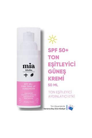 Mia Klinika Pink Tone Up Ton Eşitleyici Pembe Yüz Güneş Kremi SPF50+ 50 ML