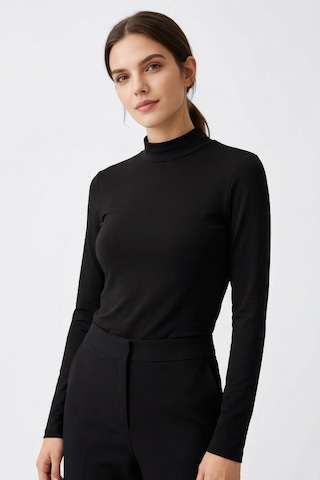 Siyah Balıkçı Yaka Basic Uzun Kollu Kadın Body - 97306 Siyah