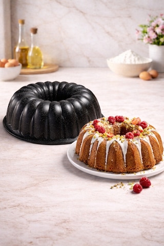 PureBake Dilimli Granit Kek Kalıbı – Yapışmaz Döküm Kek Kalıbı Siyah