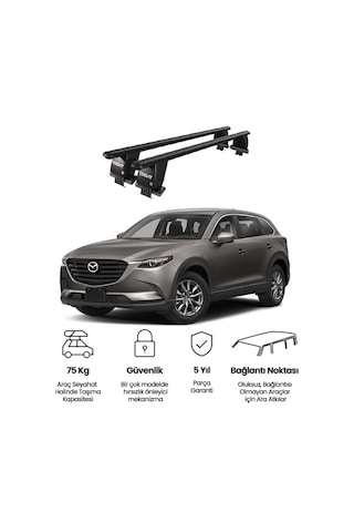 Royal Mazda Cx-9 Iı 2016 Ve Sonrası Uyumlu Siyah Kilitli Ara Atkı Port Bagaj Tavan Barı