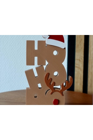 Ventra Ho Ho Ho Yazılı Noel Baba Şapkalı Ren Geyikli Dekoratif Yılbaşı Kelime Süsü Ventra Standart