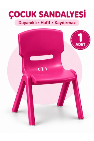 Beylini Çocuk Sandalyesi Anaokulu Kreş Kurs Mini Tabure Dayanıklı Rahat Plastik Pembe