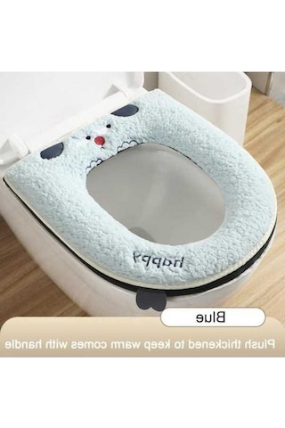 Tongxida Yumuşak Yastık Su Peluş Pedi Mor Klozet Kapağı Karikatür Evrensel Dört Banyo Hayvan Geçirmez Fermuar Kalınlaşmış Isıt Mor