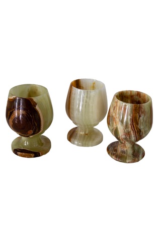 Oniks Doğal Taş Likör Bardağı - Dekoratif Kahve Yanı Bardağı - 2,