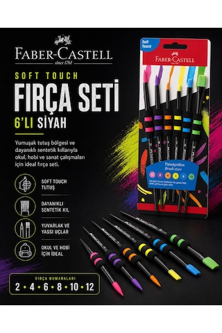 Faber-castell Soft Touch Fırça Seti 6 Lı Siyah