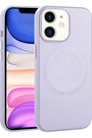 Apple Uyumlu iPhone 11 Kılıf Pu Deri M-safe Wireless Şarj Özellikli Zore Derix Kapak Lila