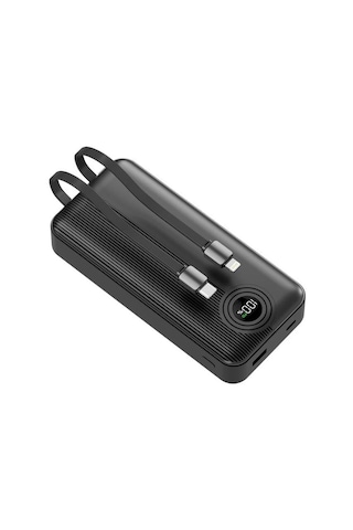 W4 Powerbank, 20.000mah, 22.5w Hızlı Şarj, Type-c Ve Lightning Dahili Kablolu, Pd, Led Göstergeli, 4 Port, Dca0068