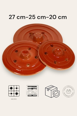 3'lü Set Sarma Dolma Taşı Kiremit 27 Cm-25 Cm-20 Cm Kiremit