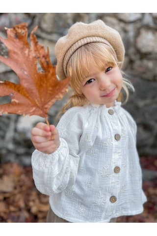 Noble Kids Kız Çocuk Gömlek Ve Gabardin Pantolon Takımı Ekru