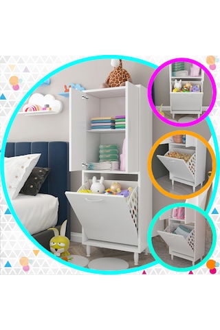 Alkurhome Modilayn Loretta New 50X140 Cm Oyuncak Dolabı, Düzenleyici Çamaş Beyaz