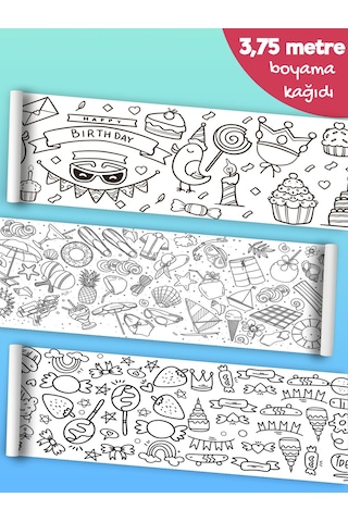 Esatoys Bebek ve Çocuk İçin 3.75 Metre Rulo Boyama Kağıdı-2