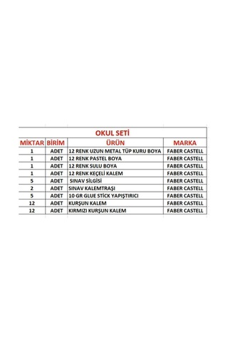Faber Castell Kaliteli Okul Seti Full
