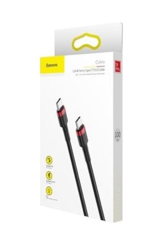 Baseus Cafule TypeC TypeC Pd 20W Şarj Data Kablo 1Mt Kırmızı-Siya