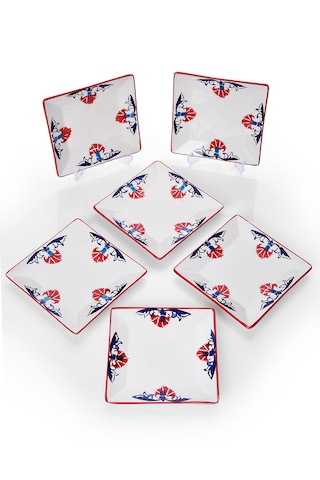 Piatti Naturali 6'lı Çini Tatlı Tabak Seti Sunum Servis Pasta 15 Cm