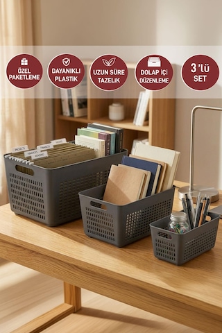 Selka Home Lavin 3'lü Dolap İçi Düzenleyici ( 2-4-7 Lt. )