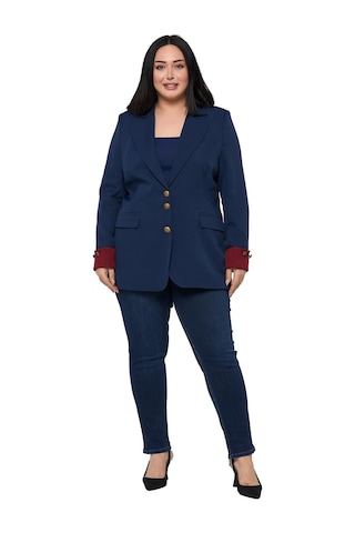 Disentis Büyük Beden Manşeti Kumaş Garnili Düğme Detaylı Astarlı Lacivert Bordo Blazer Ceket Lacivert Bordo