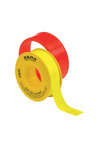 Sara S611 Gaz Teflon Bandı 12 Mm X 8 M, Ptfe, Sarı, 10 Lu Paket
