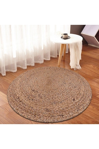 Jüt Yuvarlak Hasır Halı Yolluk Salon Oda Mutfak Halısı Ks-1021