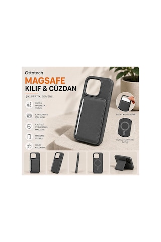 Magsafe Kılıflı Cüzdan Apple iPhone Uyumlu 17 Pro Gri