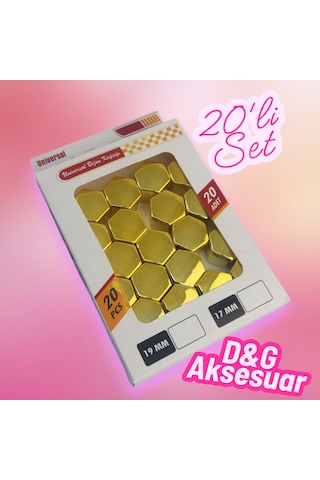 17mm Bijon Vidası Çapı 2cm Düz Parlak Gold Bijon Kapağı 20li +