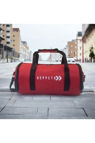 My Geppeto Bag Unisex Fitness Silindir Spor Çantası Kırmızı