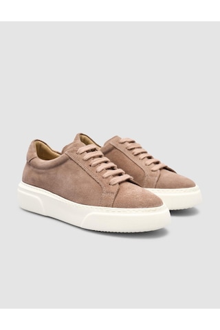 %100 Hakiki Deri Krem Kadın Sneaker Krem