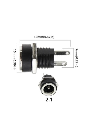 Ic-258b 2.1mm Dc Somunlu Korumalı Jak 8mm Standart
