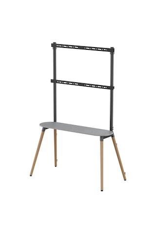 Raflı Şövalye Tipi Tv Standı 49-86 Inç Ahşap & Metal 50 Kg Taşıma Kapasiteli Yükseklik Ayarlı Ceviz